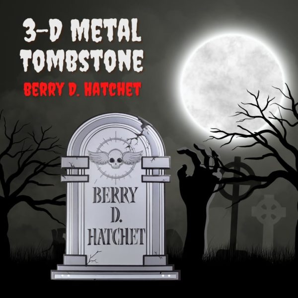 3-D Metal Halloween Ghost XL 17" Tombstone w Stakes -BERRY D HATCHET- Durable, Rustproof, UV Raised Printing- Upgrade Your Haunted House Mansion w Cemetary Lawn Decor- No More Flimsy Foam Graveyards - Image 4