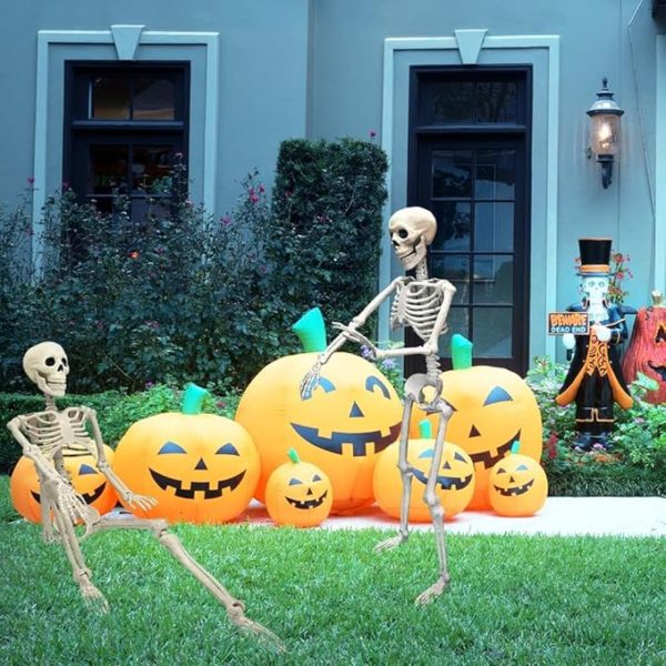 36" Skeleton Halloween Decorations, 3FT Realistic Full Body Movable Posable Joints Skeleton, Creepy Halloween Plastic Skeleton for Graveyard Decorations, Haunted House Props Indoor/Outdoor Decor